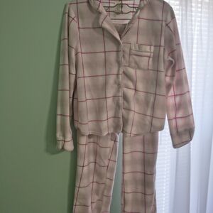 Jessica Simpson Women Petite Pllaid Pajamas - Pink and White